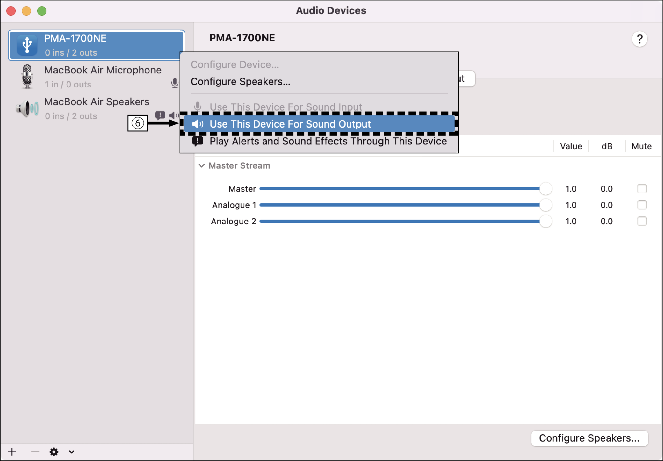MacOS setting 1 PMA1700NE